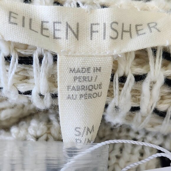 Eileen Fisher Women's Soft White/Black Long Chunky Cardigan Size S/M - Picture 5 of 7